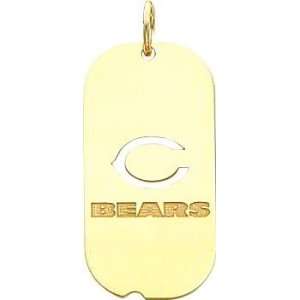  14K Gold NFL Chicago Bears C Logo Dog Tag Charm: Sports 