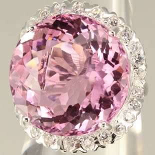51.00 CT. PINK OVAL KUNZITE SILVER 925 RING SIZE 6.25  