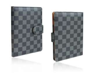   +Latest plaid/checked grid leather case cover for  kindle 4