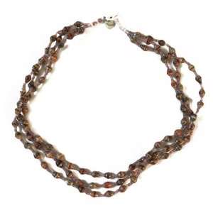  Leena Three Strand Necklace (Earth Tone Beads) Jewelry