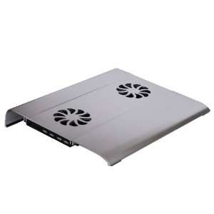  Aluminum 15 Laptop Cooling Station with 4 Ports USB Hub, 2 Cooling 
