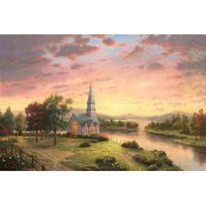  Thomas Kinkade   Sunrise Chapel Artists Proof Canvas 