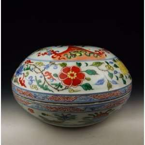  one Five colored Porcelain Food Vessel with Dragon&Kylin 