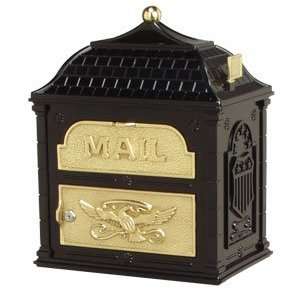  Gaines Mailboxes: Black with Polished Brass Classic Column 
