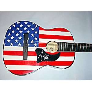 MARK WILLS Autographed Signed USA FLAG Guitar UACC RD
