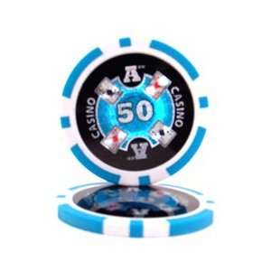 14 Gram Ace Casino Laser Graphic Poker Chips $50  Sports 