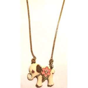  New Small White Elephant Pink Flowers Necklace Everything 