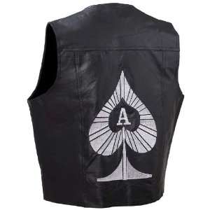  Diamond Plate Genuine Leather Ace Vest   L: Electronics