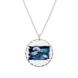  Necklace Circle Charm Moon Dolphins: Artsmith Inc: Jewelry