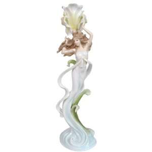  Maiden with Yellow Iris Flower Porcelain Candle Holder 