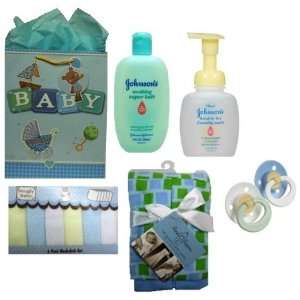 New Baby BOY Bathing Gift Set, Includes Johnsons Head To Toe Foaming 