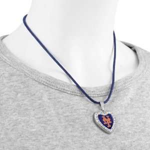   York Mets Crystal Heart Team Logo Pendant Necklace