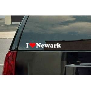  I Love Newark Vinyl Decal   White with a red heart 