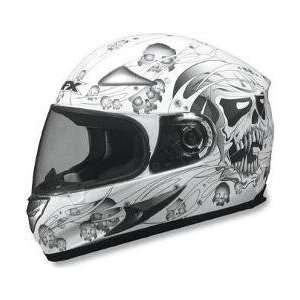 AFX FX 90 Helmet , Color White/Black, Size XS, Style Skull XF0101 