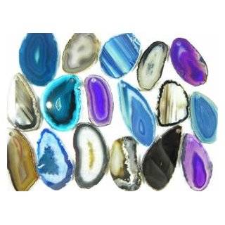  Thin Sliced Agate Pendants with Drilled Hole Set of 6 