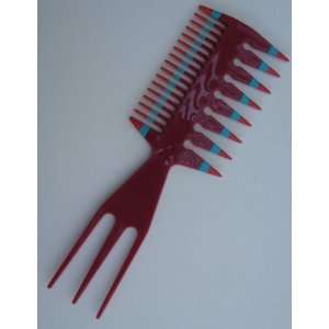  3 way Ionic Pick Hair Comb   Maroon with Turquoise and 