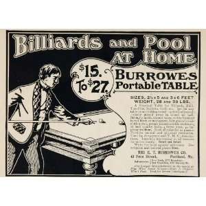   Portable Pool Billiard Game Table   Original Print Ad