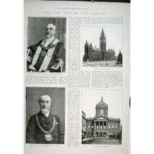 Lord Mayor Manchester Liverpool Townhall Print 1893