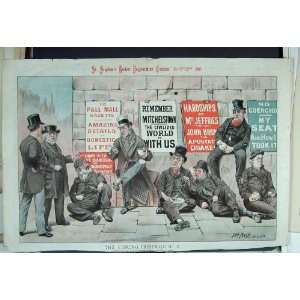 1887 Political Cartoon Campaign Men Sitting Street 