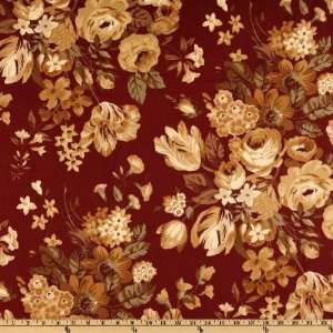   Robert Allen Bouquet Crimson Fabric By The Yard: Arts, Crafts & Sewing