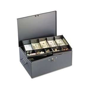Extra Large Cash Box with Handles, Disc Tumbler Lock, Gray:  