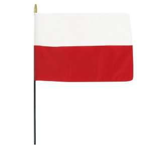  Poland 8 x 12 Stick Flag   No Eagle Patio, Lawn & Garden