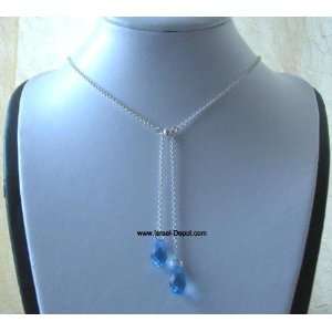   Blue Teardrop Crystals 925 Silver Chain Nec: Everything Else