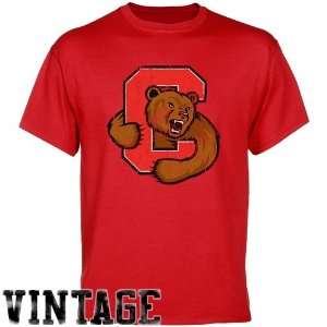   NCAA Cornell Big Red Red Distressed Logo Vintage T shirt: Sports