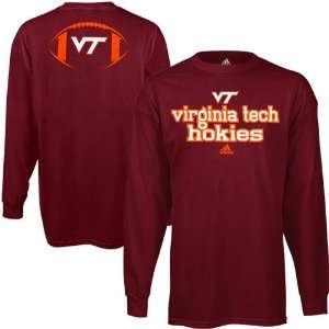 adidas Virginia Tech Hokies Backfield Long Sleeve T Shirt   Maroon 