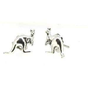   : Sterling Silver Mini Kangaroo with Baby Earrings on Posts: Jewelry