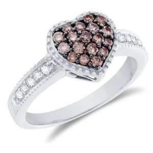 14K White Gold White and Chocolate Brown Diamond Engagement Ring 