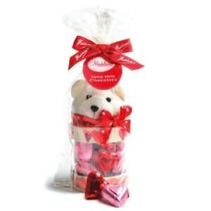 Valentines Day Teddy Bear   Mini Chocolate Hearts  4 Oz  