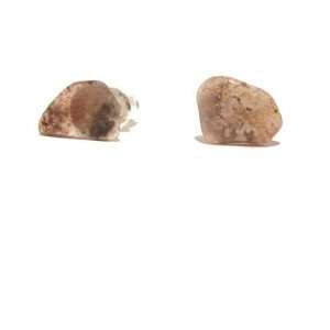 Agate Earrings 14 Stud Pink White Tumble Gem Stone Crystal Post 10mm