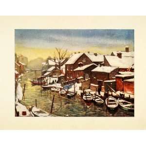   Oslo Norway Coastal Town Boats   Original Color Print