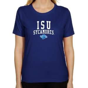Indiana State Sycamores Ladies Team Arch Classic Fit T Shirt   Royal 