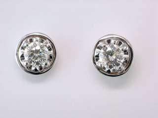 Genuine Diamond .80ct 14K White Gold Screw Back Stud Earrings Jewelry 