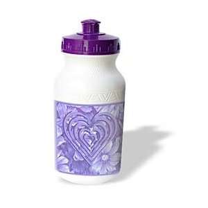 Beverly Turner Heart Design   Purple Heart on Flowers   Water Bottles