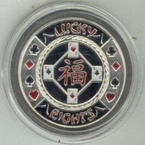 LUCKY EIGHTS silver Poker Card Guard Protector  