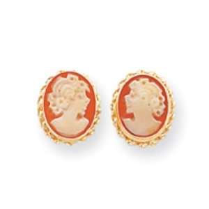  14k Gold Cameo Post Earrings: Jewelry