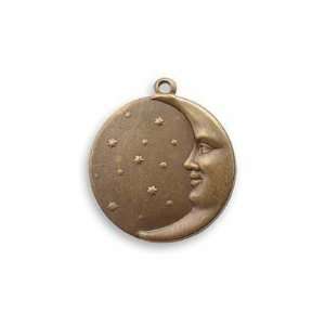   Natural Brass Round Moon Face Charm 18mm (1): Arts, Crafts & Sewing
