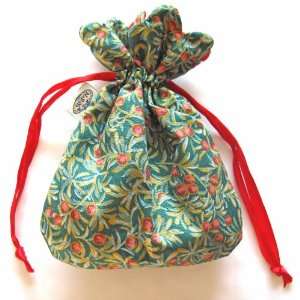 Christmas & Holiday Fabric (Cotton) Gift Pouch with Red Satin 