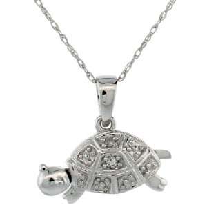   16mm) wide Movable Turtle Pendant, w/ Brilliant Cut Diamonds: Jewelry