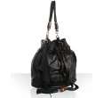 gucci black leather bamboo beads bucket bag