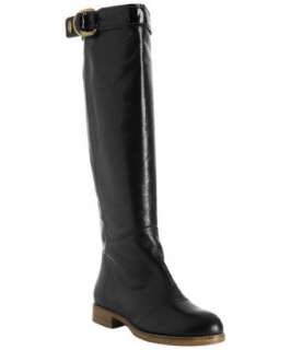 Chloe black leather pull on flat boots  