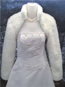 WHITE Faux Fox Fur Bolero Jacket Coat Bridal XS XXL  
