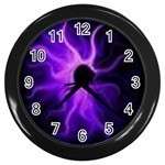 Custom Wall Clock Black purple plasma ball Image  
