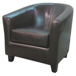   Jordan Bonded Leather Barrel Chair in Dark Brown 193010B 01: Furniture