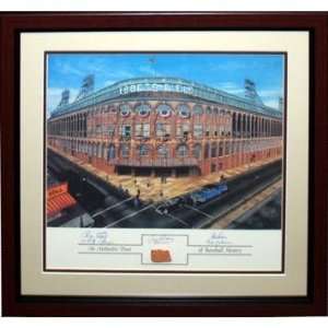   & Framed Lithograph With Ebbets Field Brick Sports Collectibles