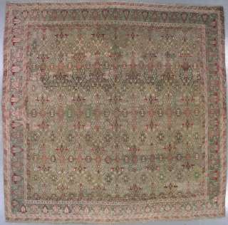 12x12 SQUARE GREEN ANTIQUE AGRA ORIENTAL WOOL AREA RUG  