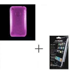  Transparent Hot Pink Thumb Print TPU Case and Crystal Clear Screen 